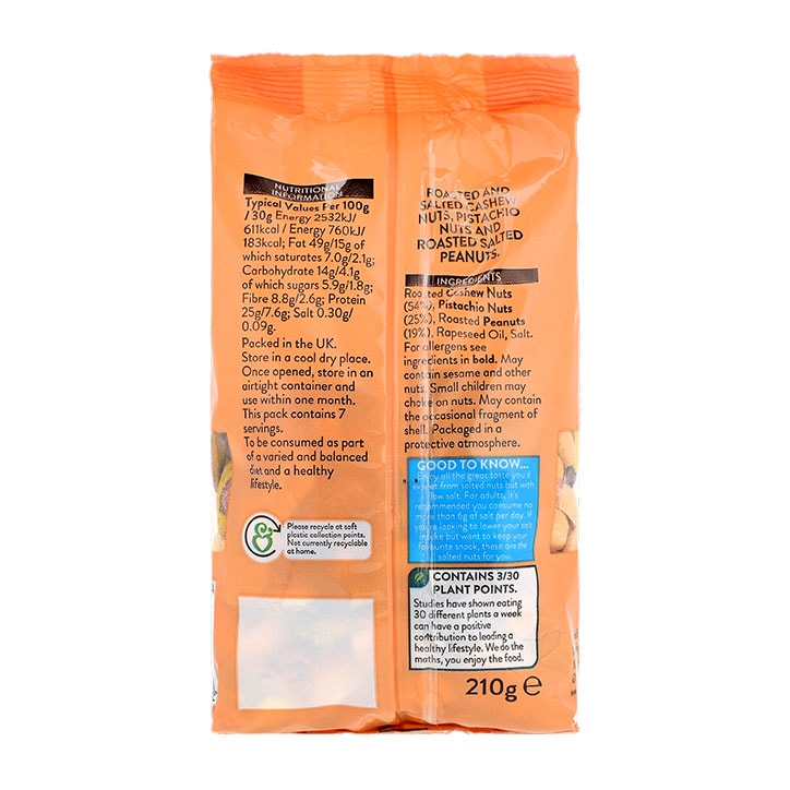 Holland & Barrett Lightly Salted Peanuts, Cashews & Pistachios 210g